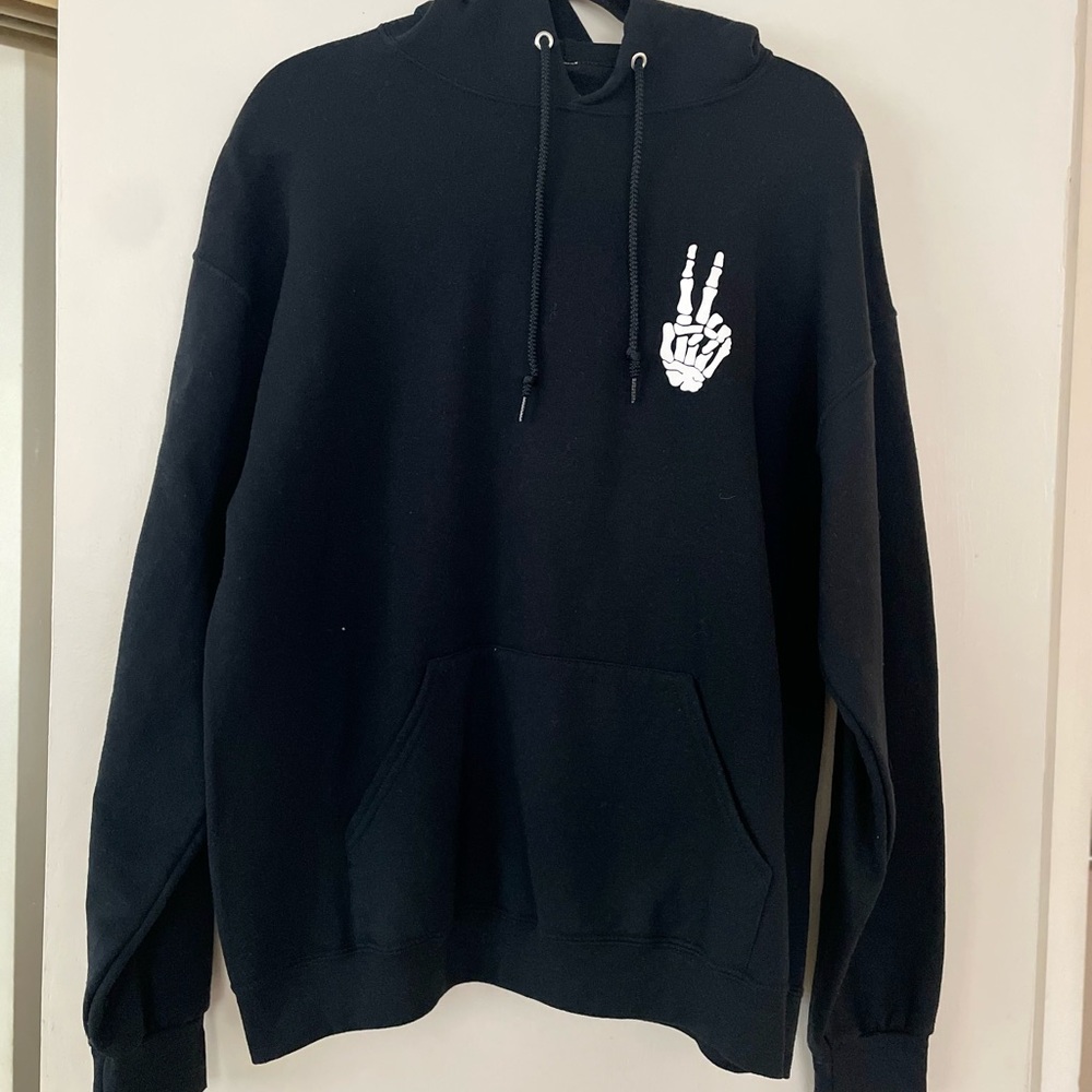 Black Hoodie with Peace Sign Graphic